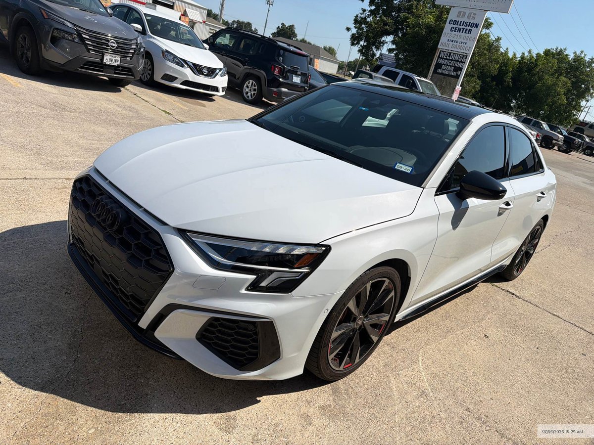 Audi S3 with completed front-end collision repair and refinished panels at DG Collision Center Lewisville TX
