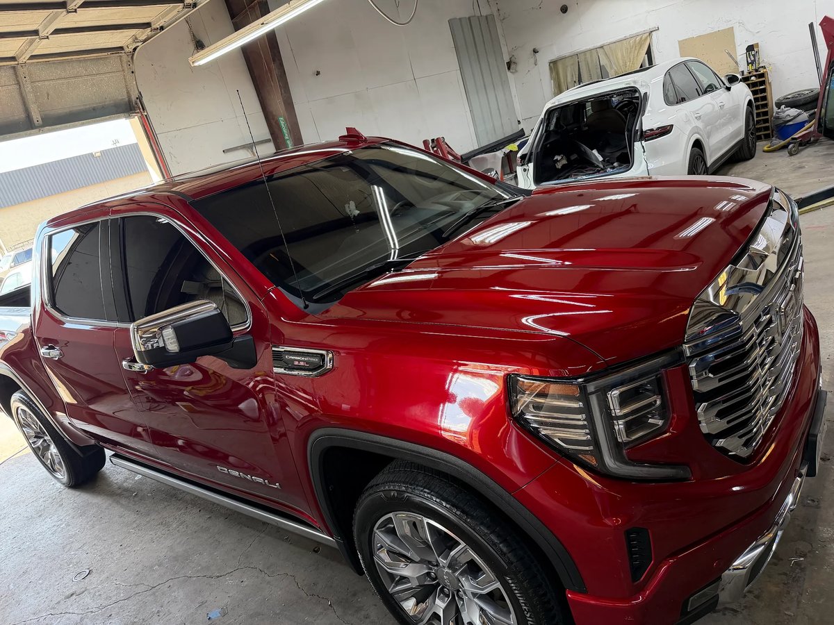 Truck after full-vehicle hail repair at DG Collision Center Lewisville TX &mdash; dents removed, factory finish preserved