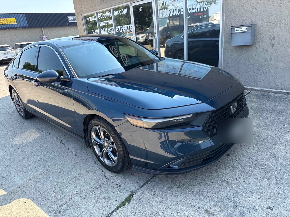 Honda Accord delivered at the DG Collision Center storefront after front-end collision repair — Lewisville TX